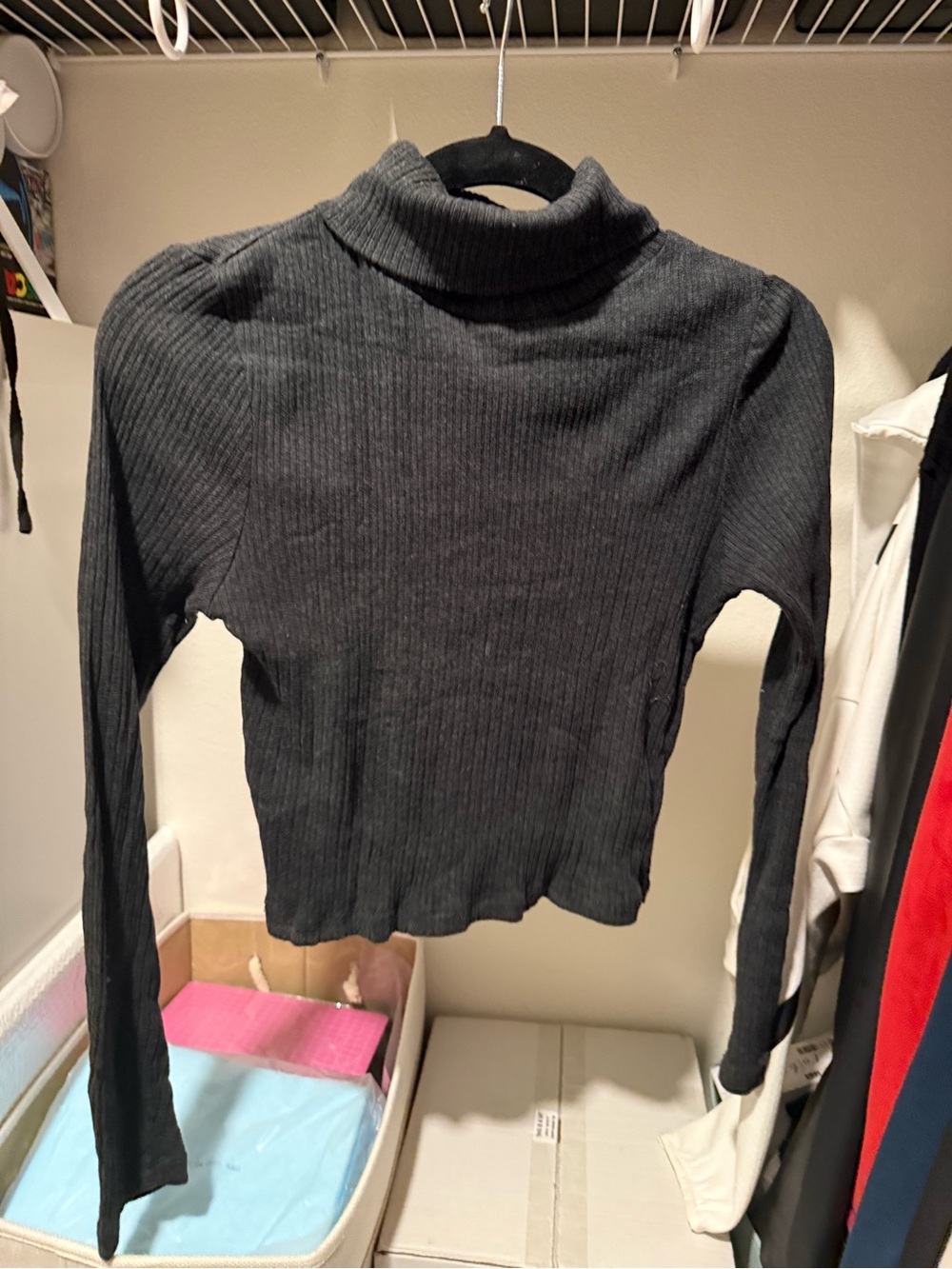 Ambiance Women's Charcoal Ribbed Turtleneck Sweater